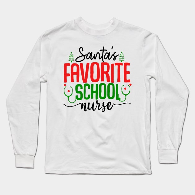 santas favorite school nurse Long Sleeve T-Shirt by MZeeDesigns